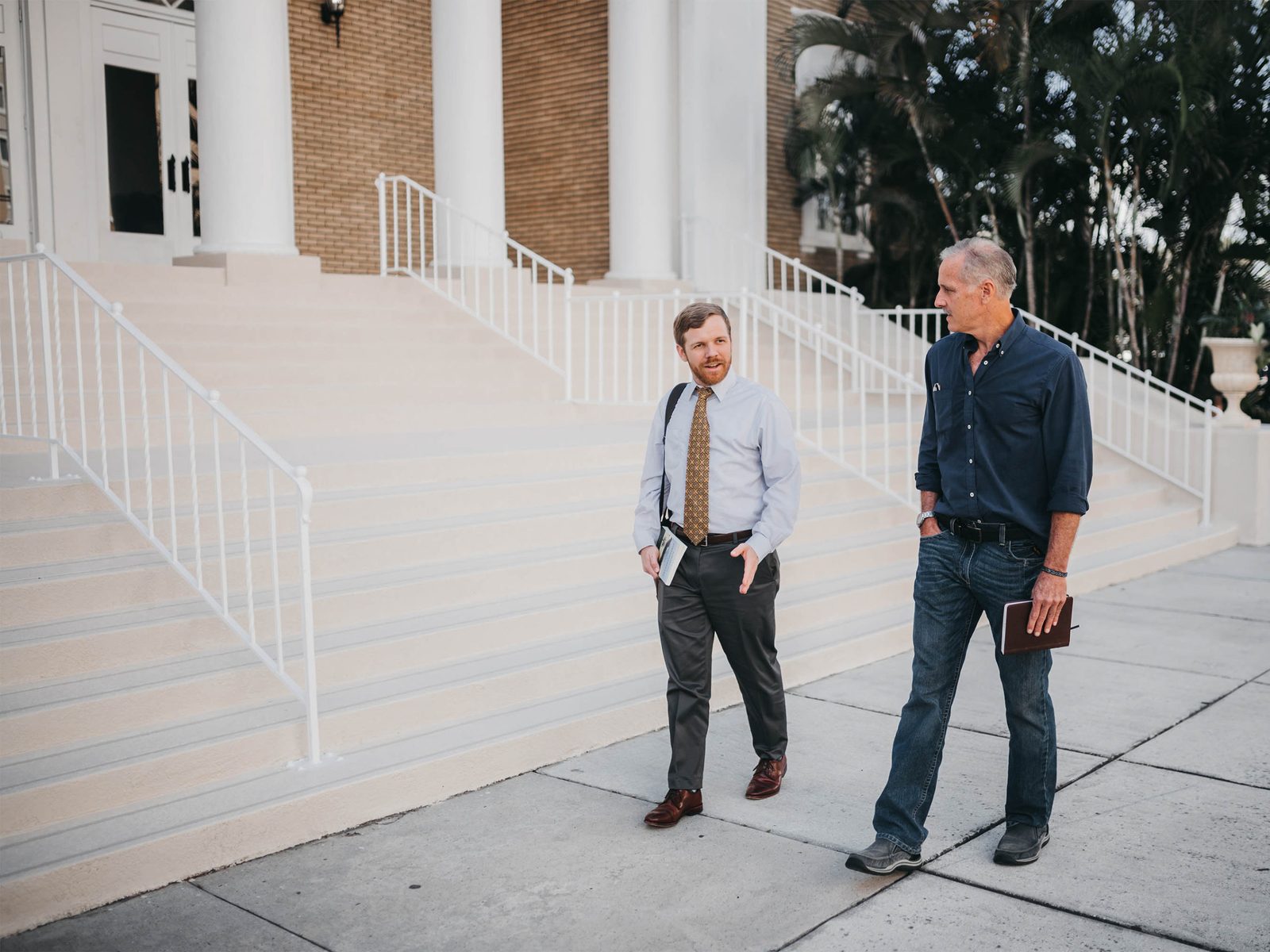 Two men walking together